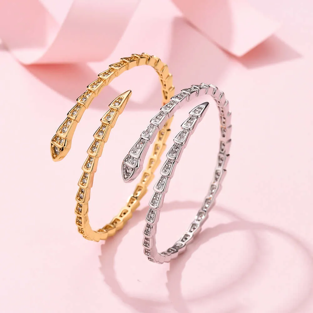 925 Silver Full Diamond Snake Bone Bracelet