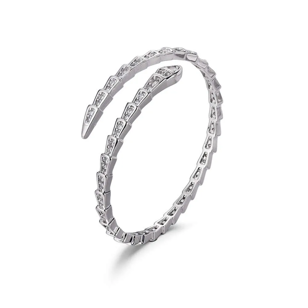 925 Silver Full Diamond Snake Bone Bracelet