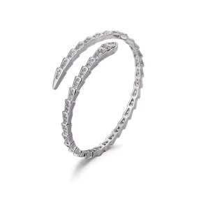925 Silver Full Diamond Snake Bone Bracelet