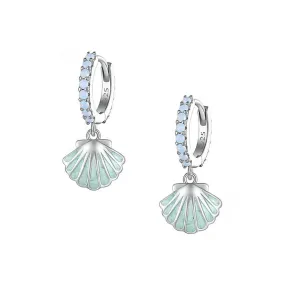 925 Silver Summer Shell Blue Opal Earrings
