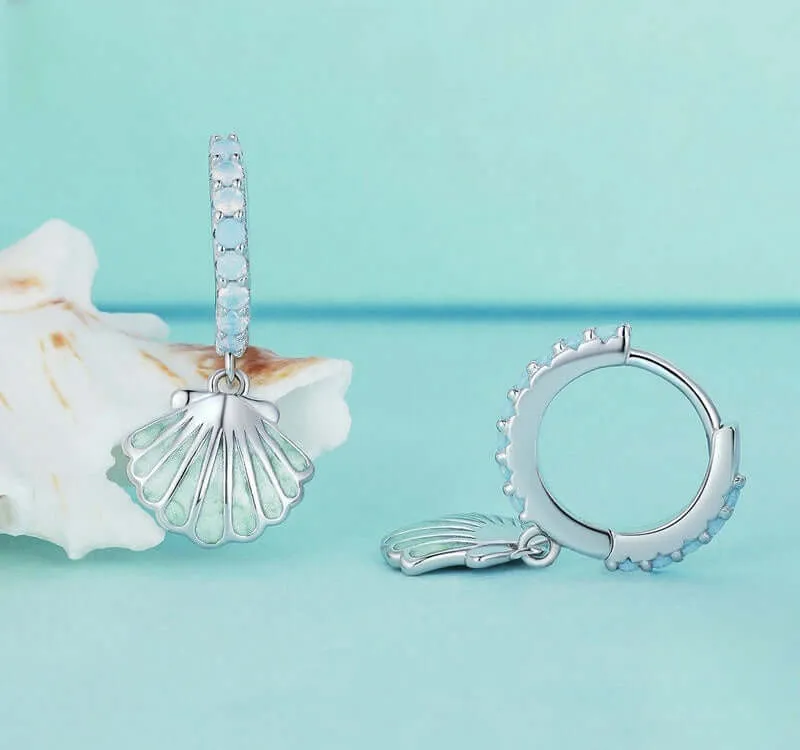 925 Silver Summer Shell Blue Opal Earrings