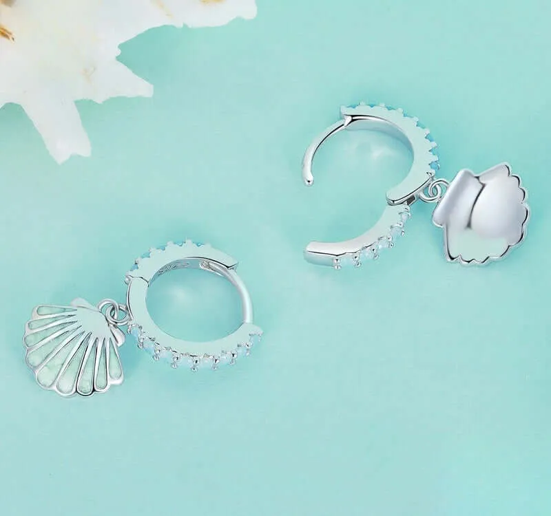 925 Silver Summer Shell Blue Opal Earrings