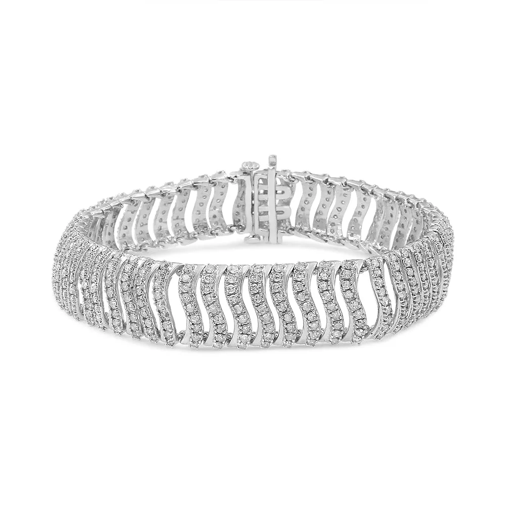 .925 Sterling Silver 5.00 Cttw Round-Cut Diamond "S" Link Bracelet (I-
