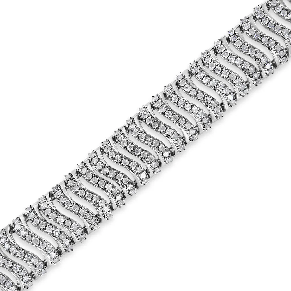 .925 Sterling Silver 5.00 Cttw Round-Cut Diamond "S" Link Bracelet (I-