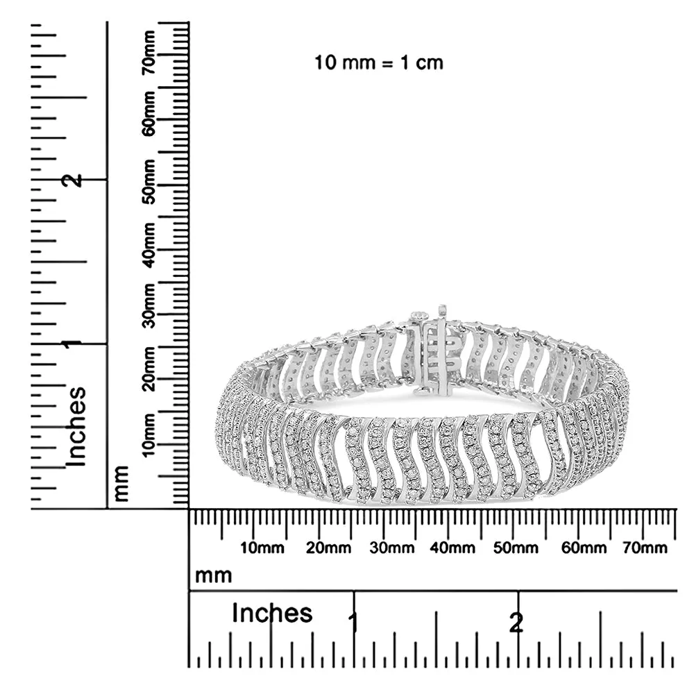 .925 Sterling Silver 5.00 Cttw Round-Cut Diamond "S" Link Bracelet (I-