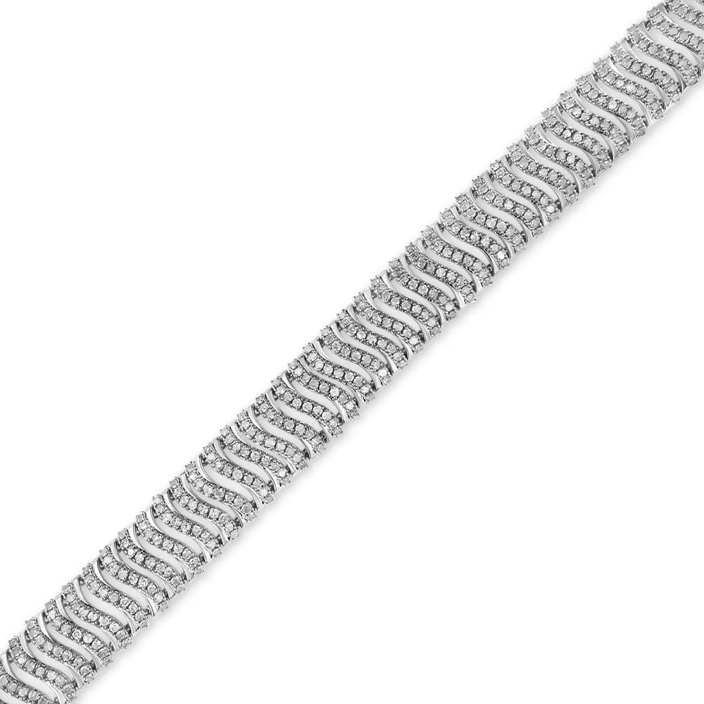 .925 Sterling Silver 5.00 Cttw Round-Cut Diamond "S" Link Bracelet (I-