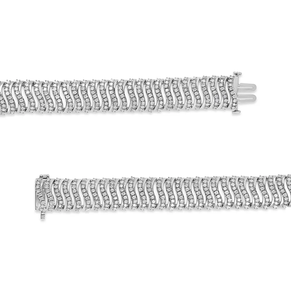 .925 Sterling Silver 5.00 Cttw Round-Cut Diamond "S" Link Bracelet (I-