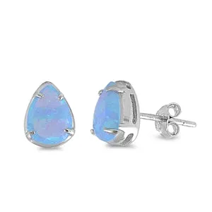 925 Sterling Silver Opal Stud Earrings - Teardrop