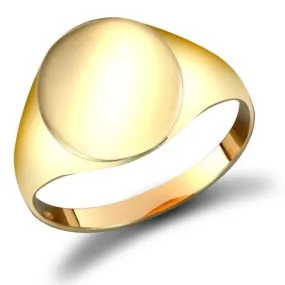 9ct Yellow Gold Oval Shaped Plain Signet Ring 3.0g