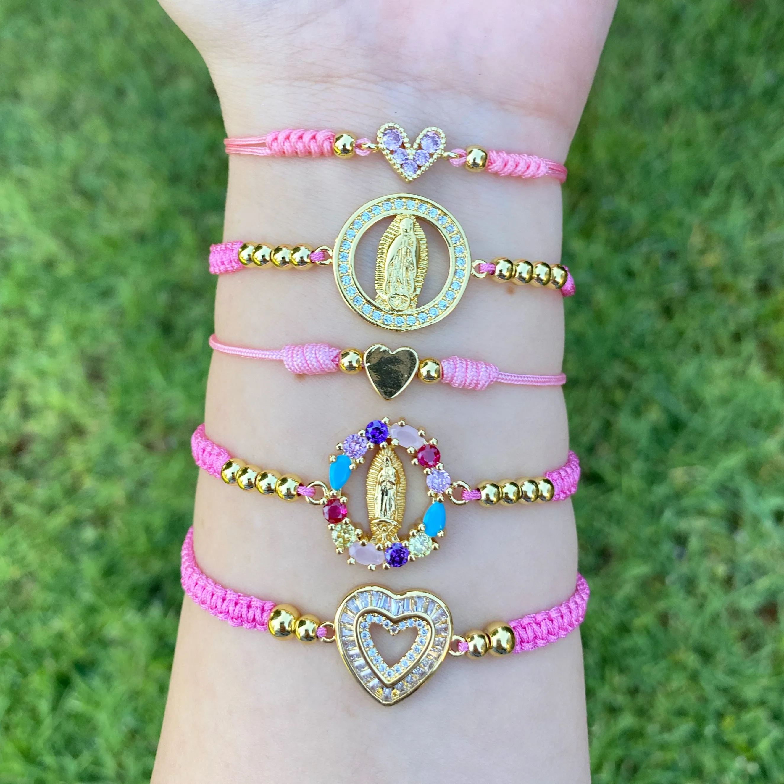 Adjustable Pink Heart Bracelet 011