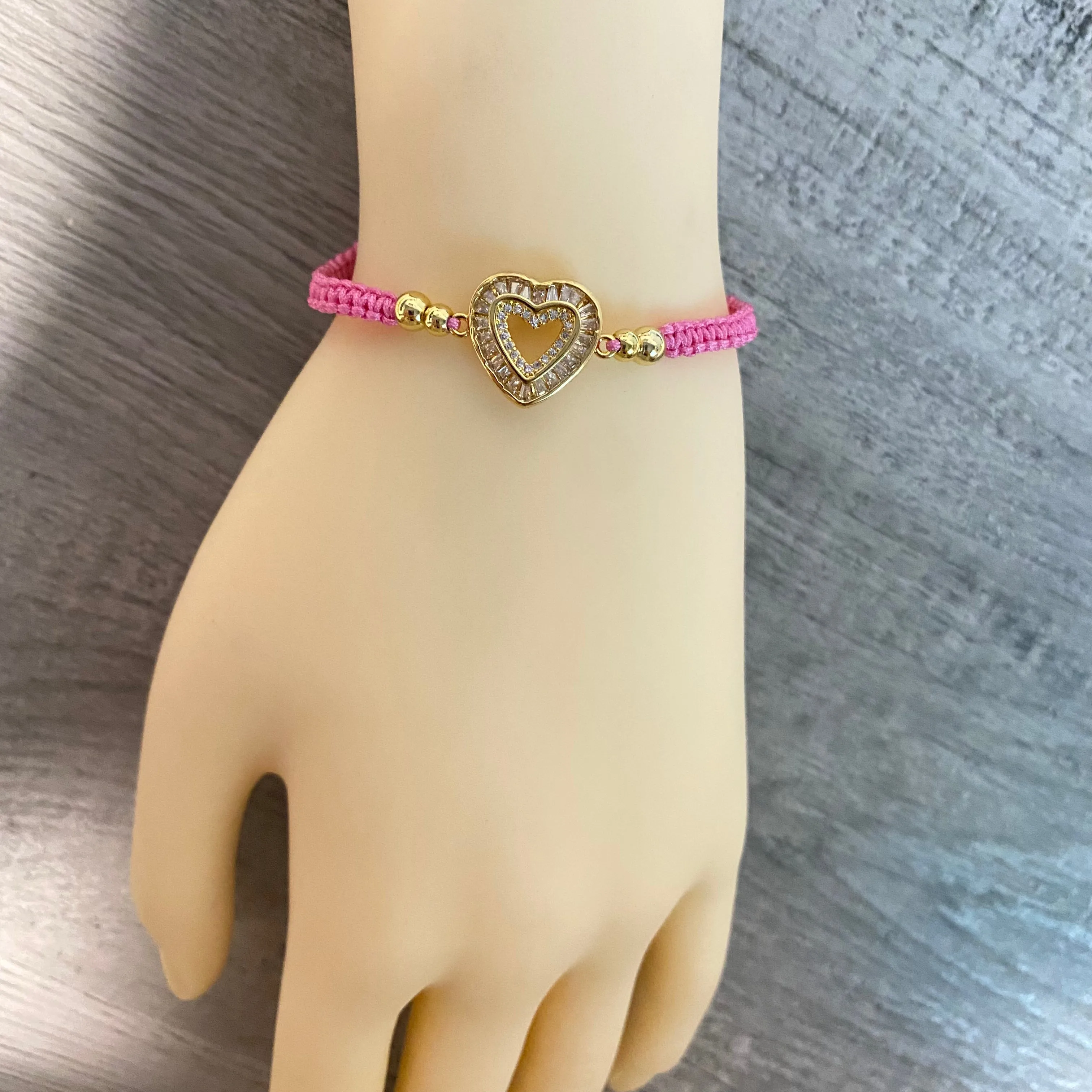 Adjustable Pink Heart Bracelet 011