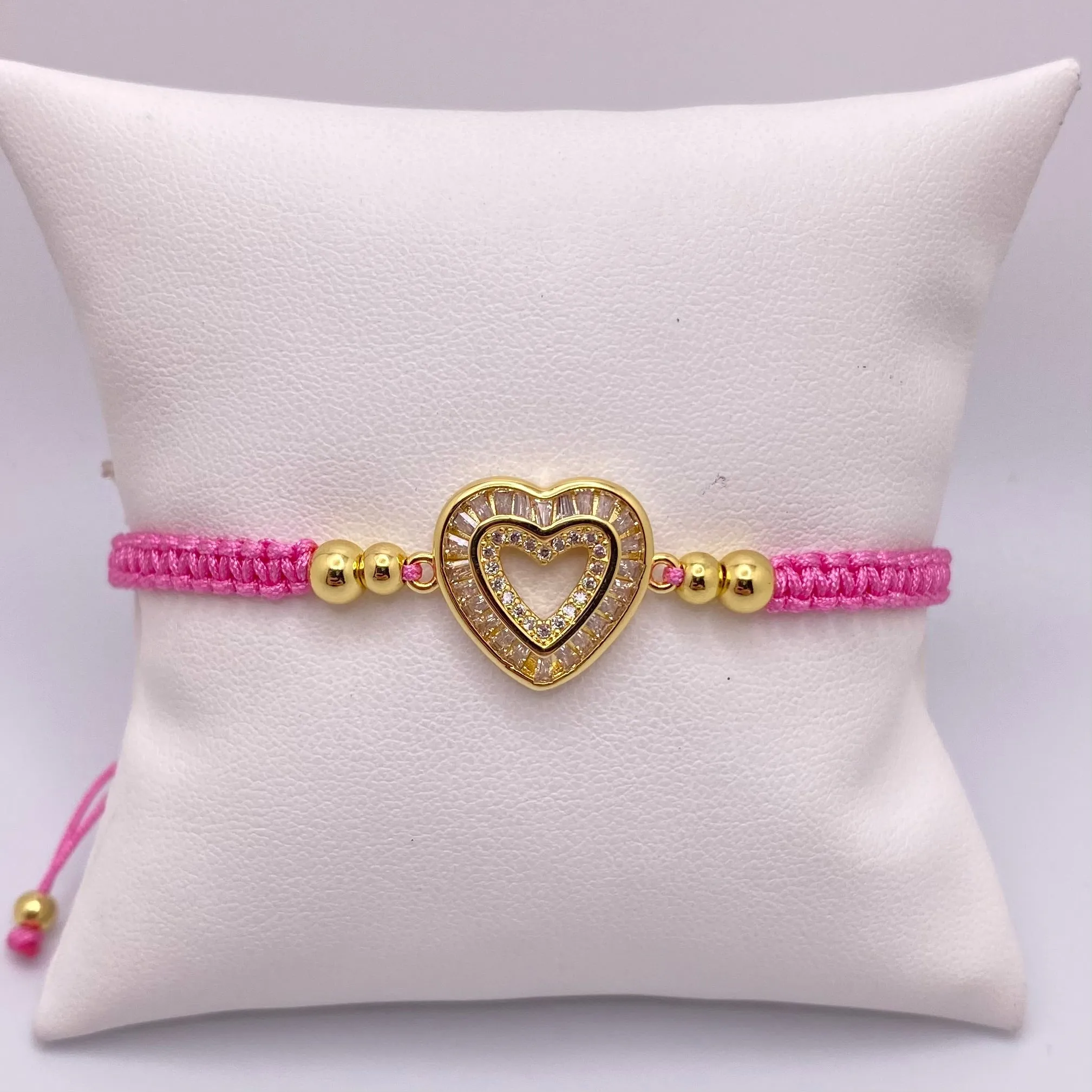 Adjustable Pink Heart Bracelet 011