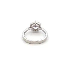Adriana Halo Hexagon 925 Sterling Silver Engagement Ring