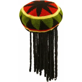 Adults Jamaican Hat Wig with Dreadlocks Bob Marley Fancy Dress Hat
