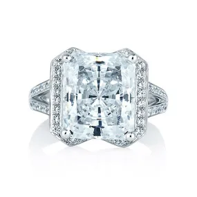 A.JAFFE Radiant Cut Halo Set Engagement Ring MES403/552
