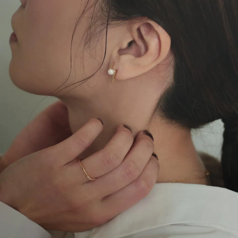 Akoya Pearl Double Bar Stud Earrings