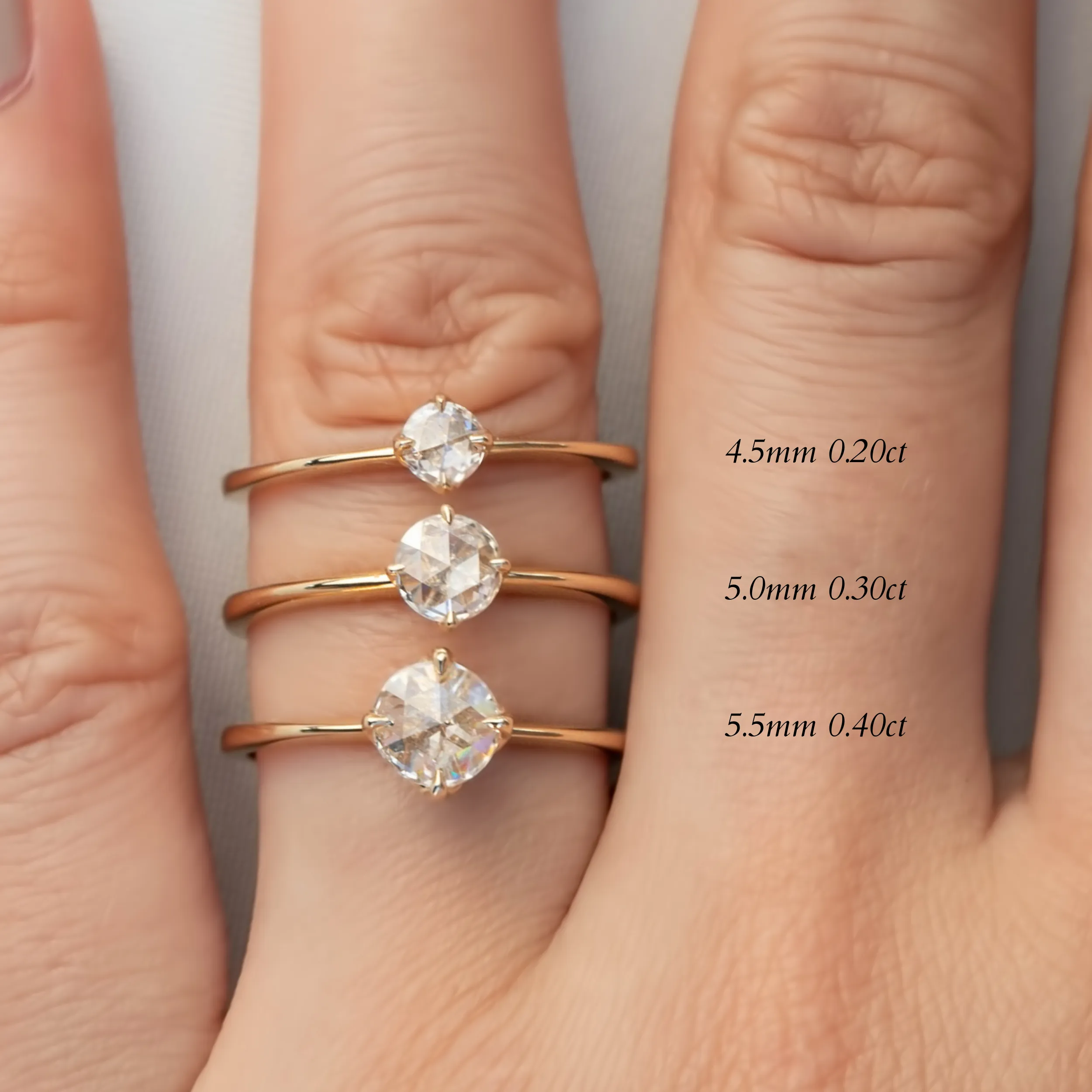Alice Ring, 0.30ct Round Rose Cut Diamond, 14k Yellow Gold (One of a kind)