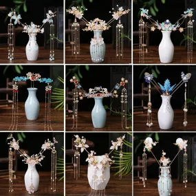 Ancient Style Super Fairy Hanfu Tassel Hairpin Hair Crown Hair Accessories Complete Set