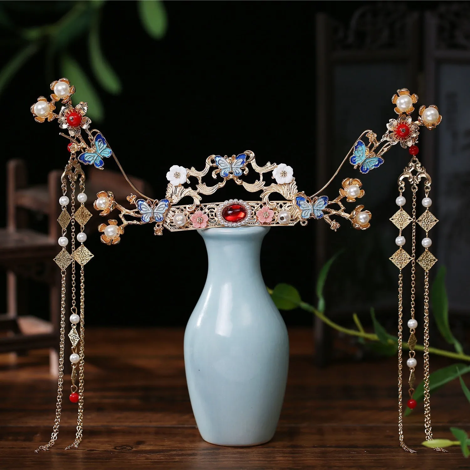 Ancient Style Super Fairy Hanfu Tassel Hairpin Hair Crown Hair Accessories Complete Set