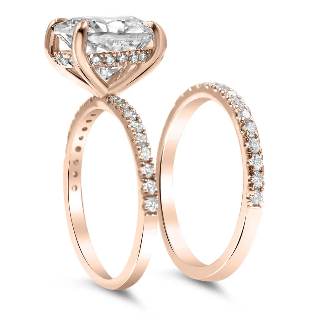 Angela | Oval Moissanite Engagement Ring and Angela Wedding Band