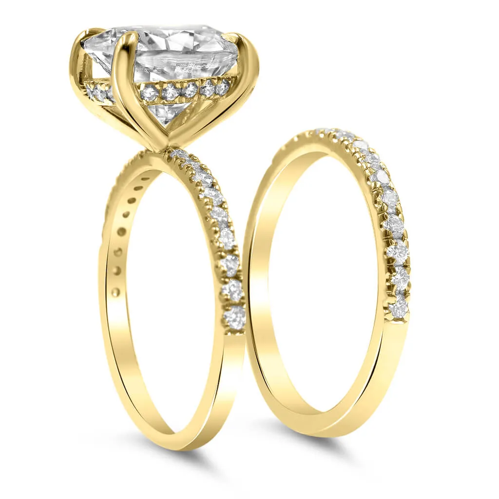 Angela | Oval Moissanite Engagement Ring and Angela Wedding Band