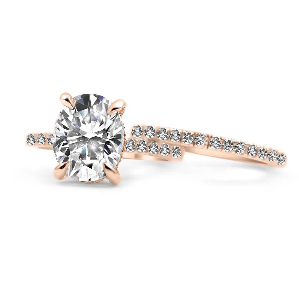 Angela | Oval Moissanite Engagement Ring and Angela Wedding Band