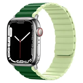 Apple Watch (38/40/SE/41/42mm) Lippa Magnetisk Silikone Multi Rem - Mørkegrøn / Lysegrøn