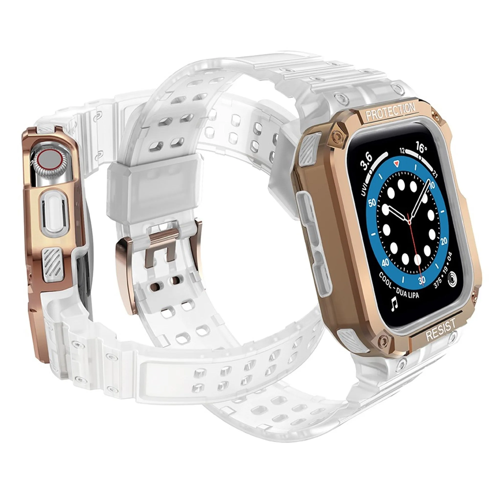 Apple Watch (41mm) unique TPU watch strap - Matte Transparent / Rose Gold