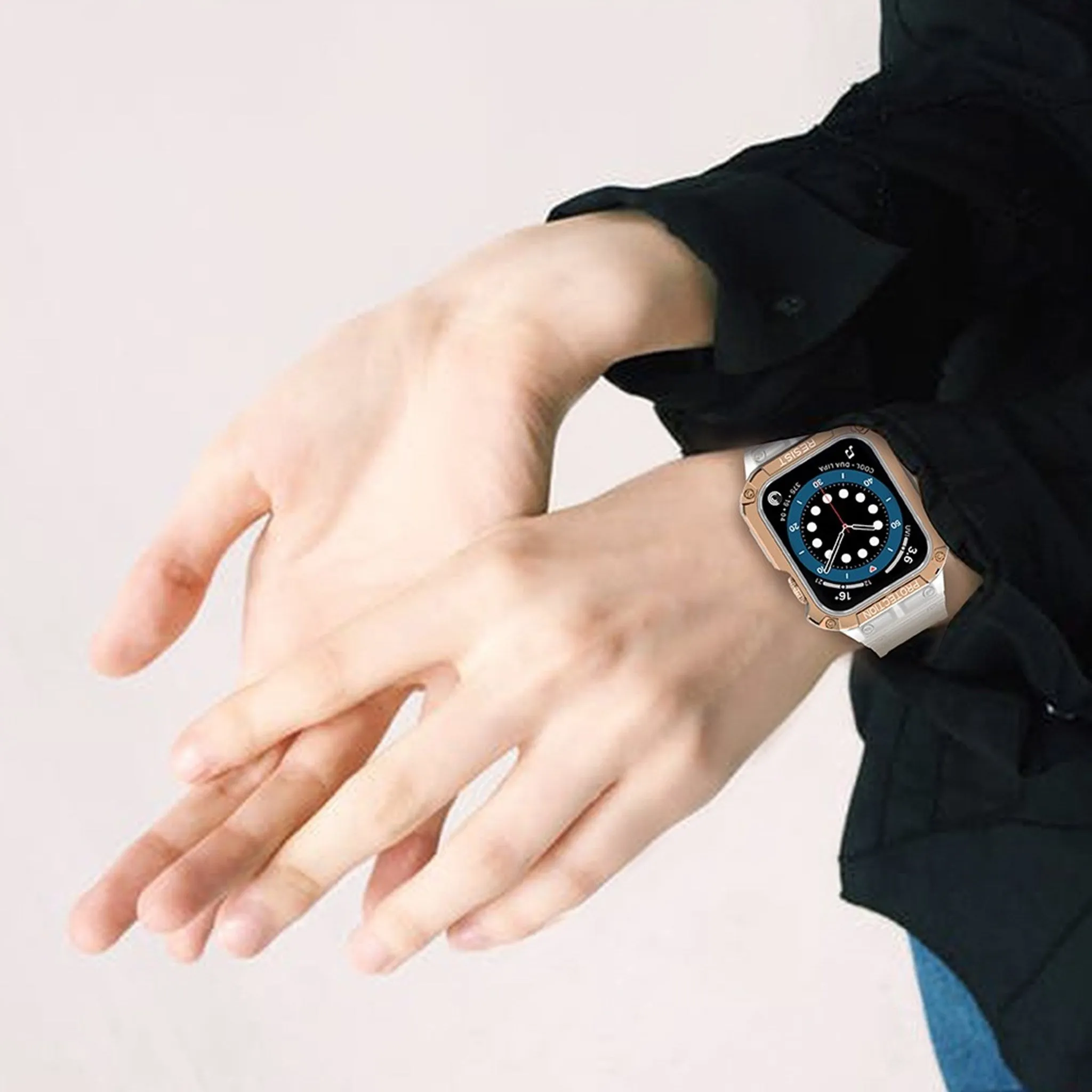 Apple Watch (41mm) unique TPU watch strap - Matte Transparent / Rose Gold