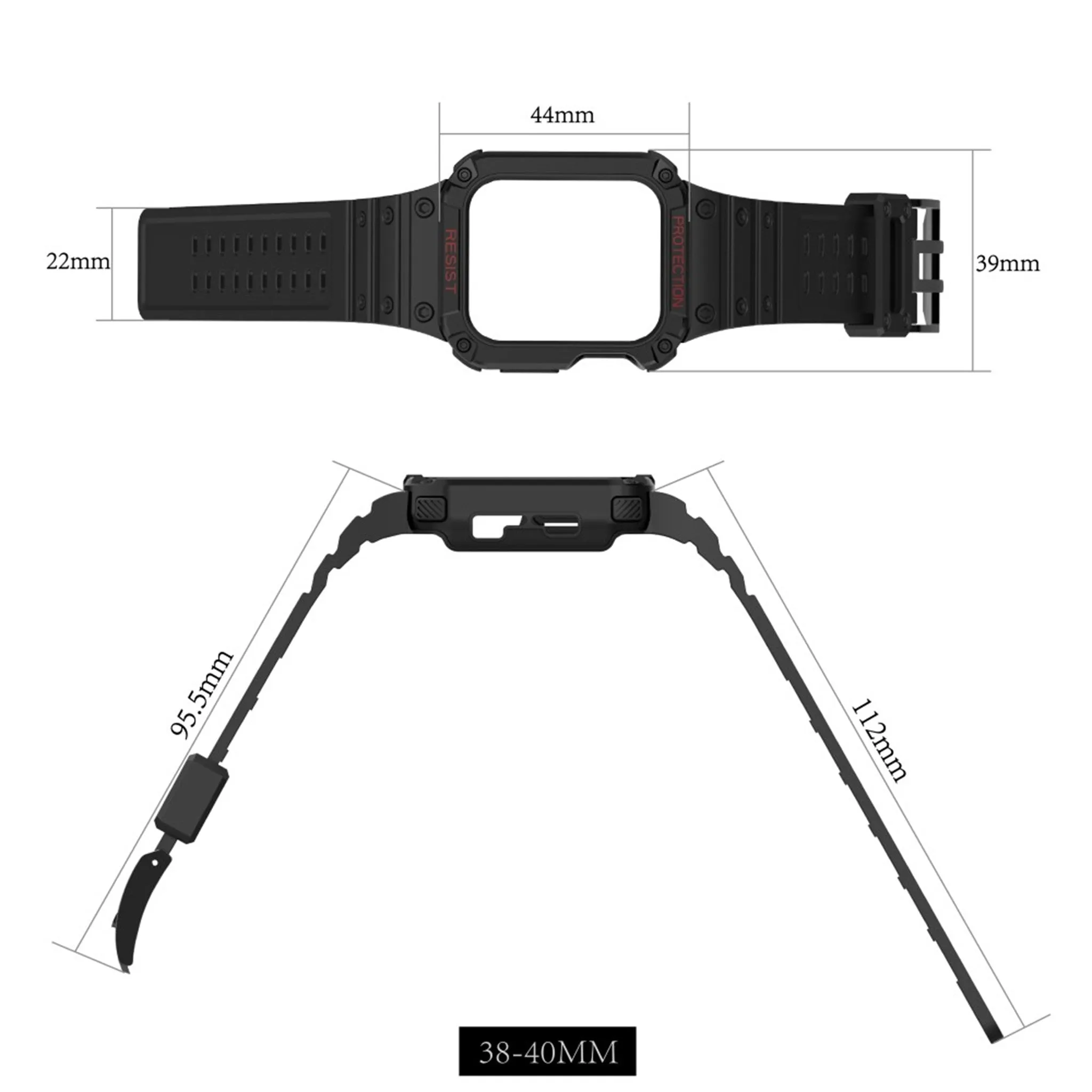 Apple Watch (41mm) unique TPU watch strap - Matte Transparent / Rose Gold