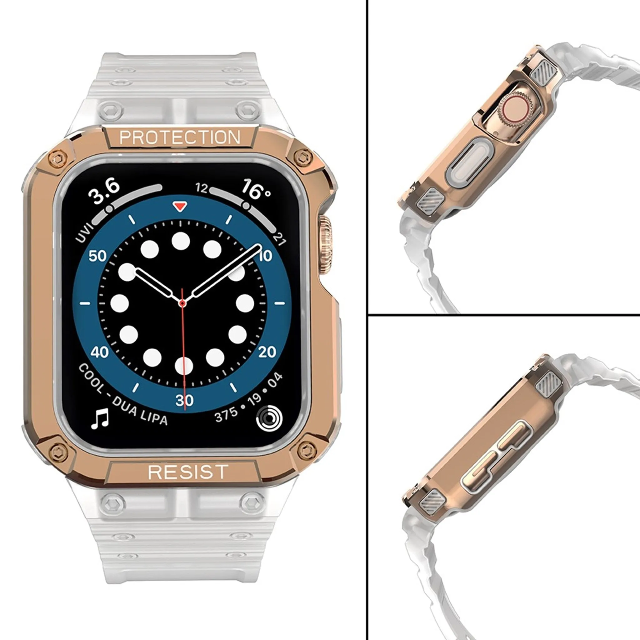 Apple Watch (41mm) unique TPU watch strap - Matte Transparent / Rose Gold