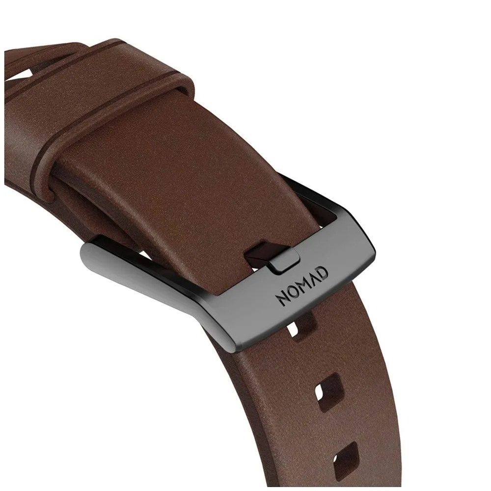 Apple Watch (42/44/SE/45/46/49mm) Nomad Modern Horween Band Rem - Rustic Brown / Black Hardware