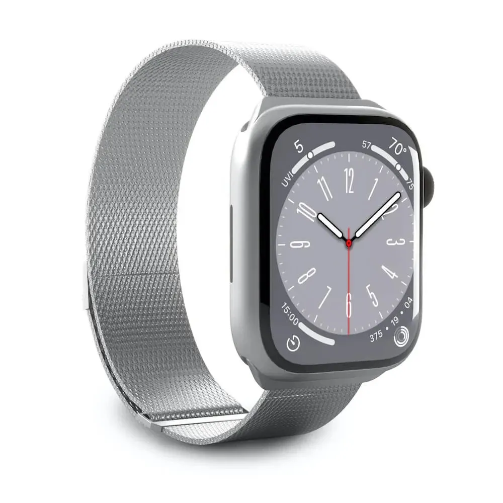Apple Watch (42/44/SE/45/46/49mm) Puro MILANESE Rustfri Stål Urrem - Argento