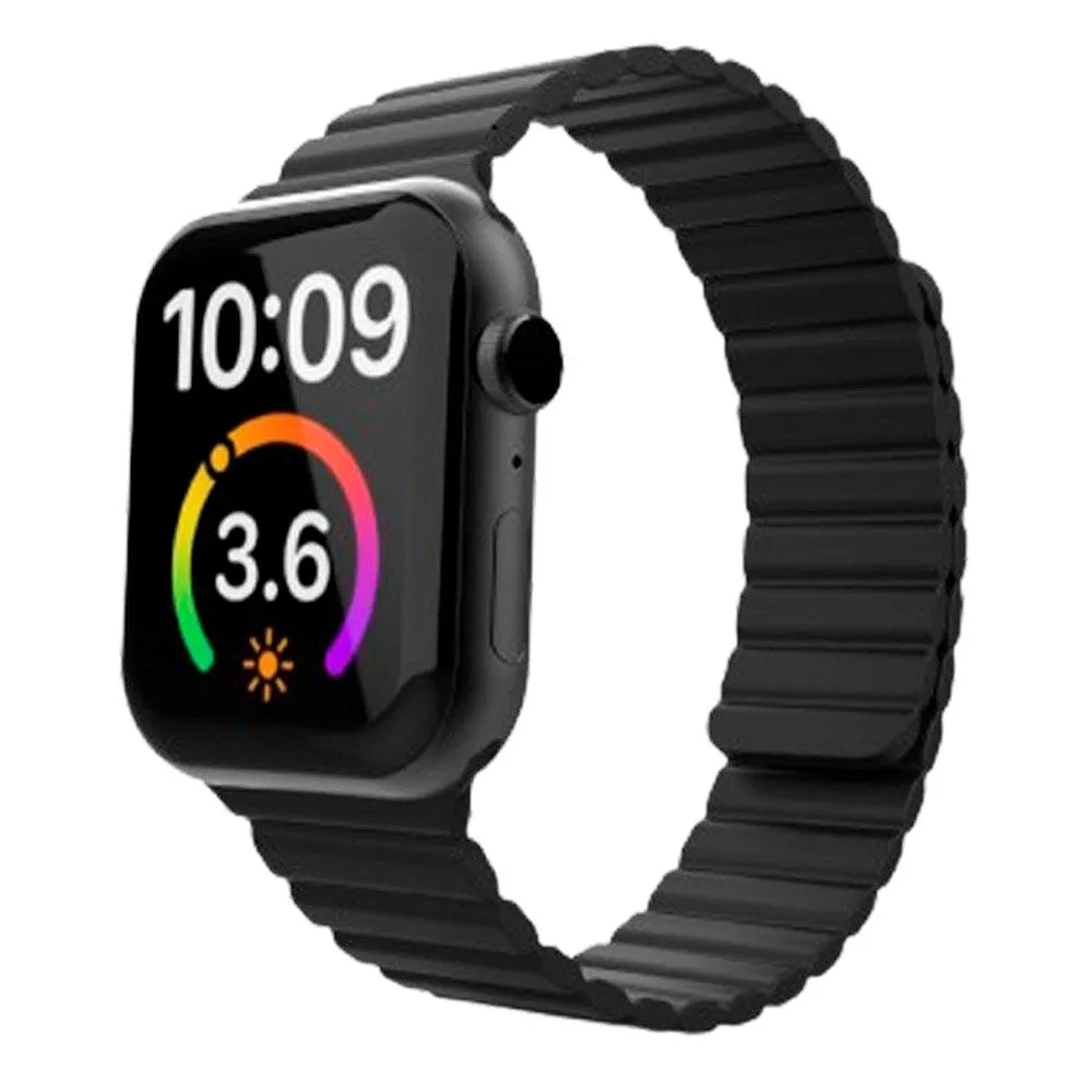 Apple Watch (42/44/SE/45/49mm) Lippa Magnetisk Silikone Rem - Sort