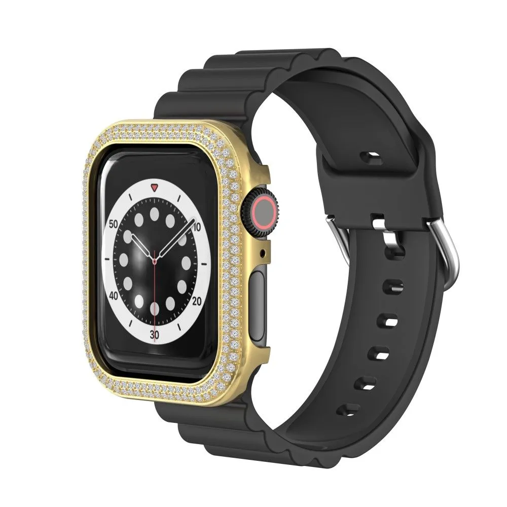 Apple Watch 44mm rhinestone décor alloy cover - Gold