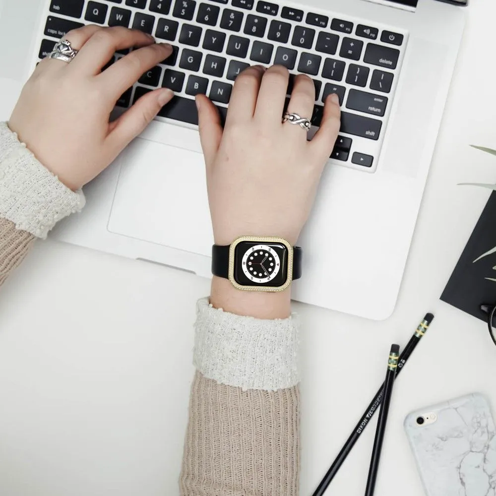 Apple Watch 44mm rhinestone décor alloy cover - Gold