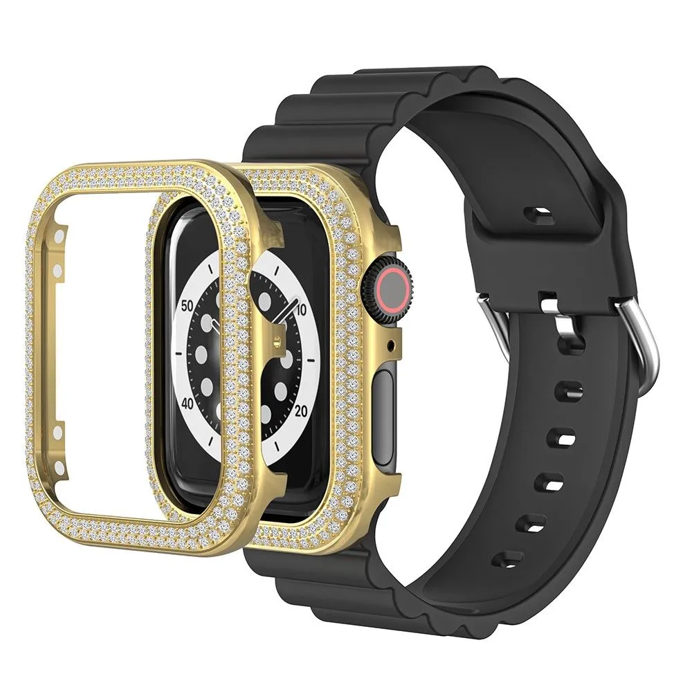 Apple Watch 44mm rhinestone décor alloy cover - Gold