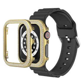 Apple Watch 44mm rhinestone décor alloy cover - Gold