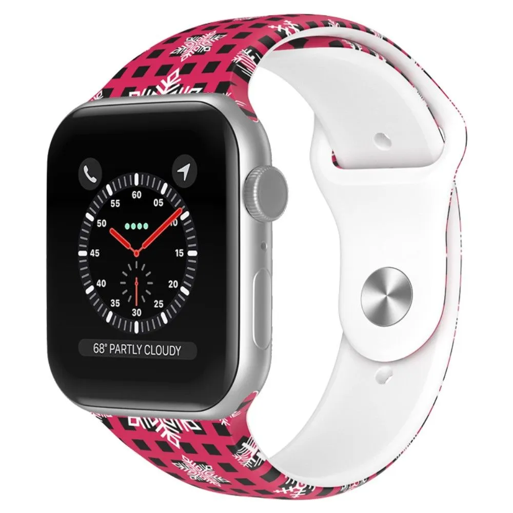 Apple Watch (45mm) christmas pattern silicone watch strap - Snowflake / Plaid / Size: L