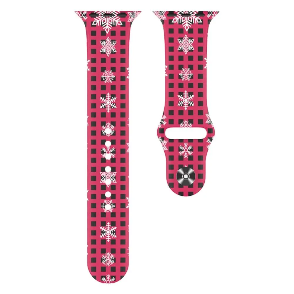 Apple Watch (45mm) christmas pattern silicone watch strap - Snowflake / Plaid / Size: L