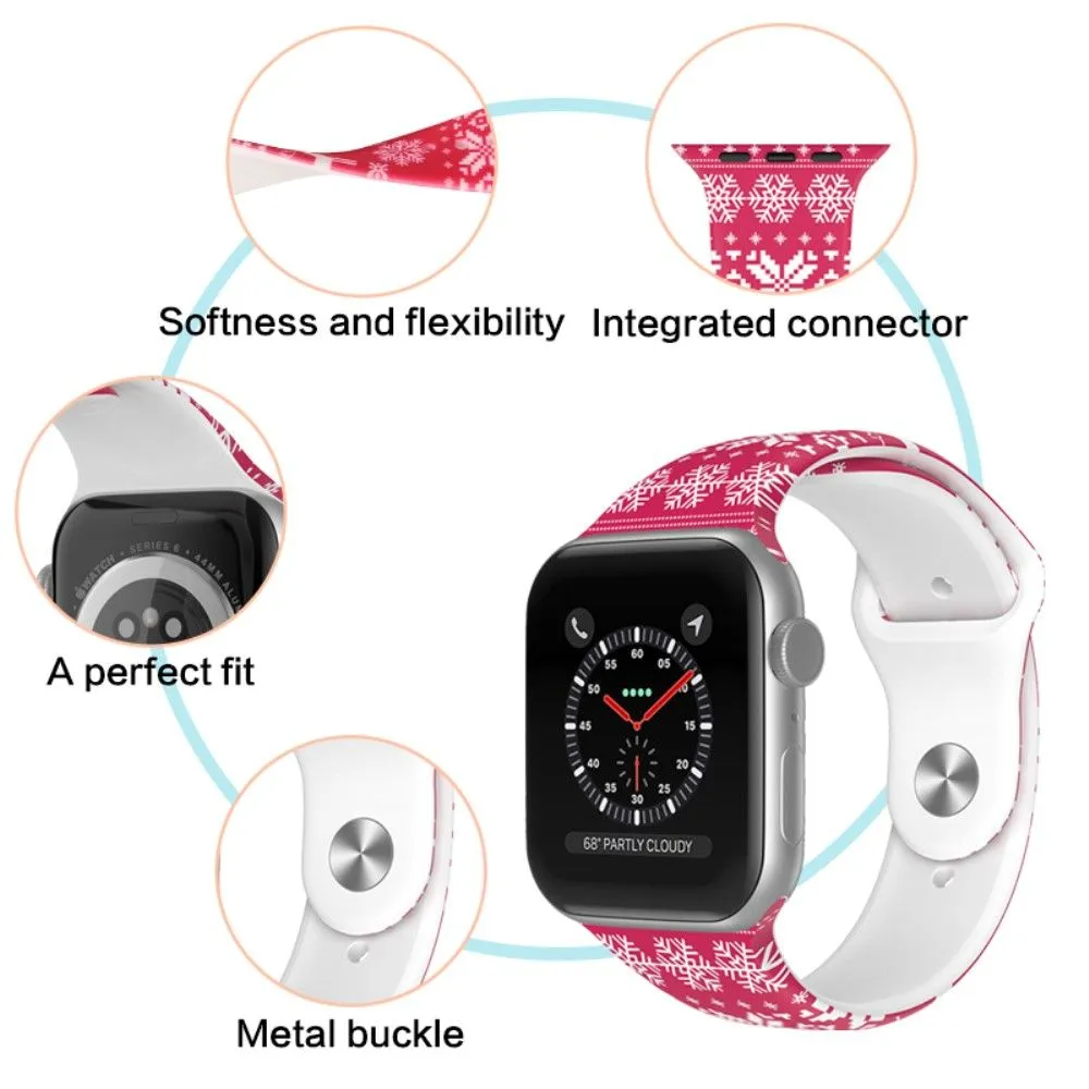 Apple Watch (45mm) christmas pattern silicone watch strap - Snowflake / Plaid / Size: L
