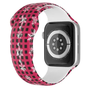 Apple Watch (45mm) christmas pattern silicone watch strap - Snowflake / Plaid / Size: L