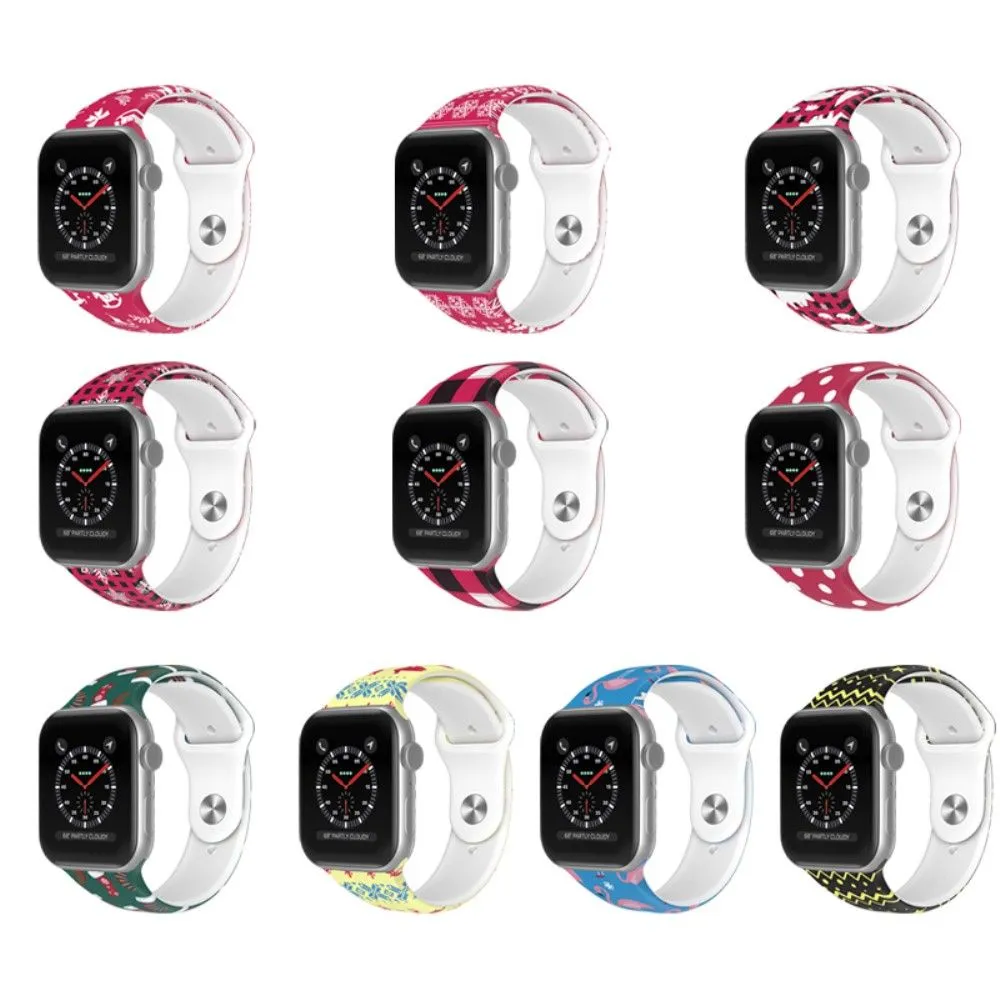 Apple Watch (45mm) christmas pattern silicone watch strap - Snowflake / Plaid / Size: L
