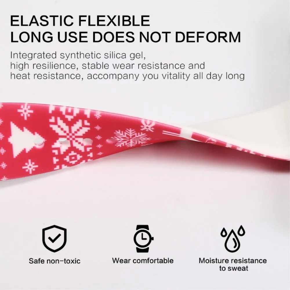 Apple Watch (45mm) christmas pattern silicone watch strap - Snowflake / Plaid / Size: L