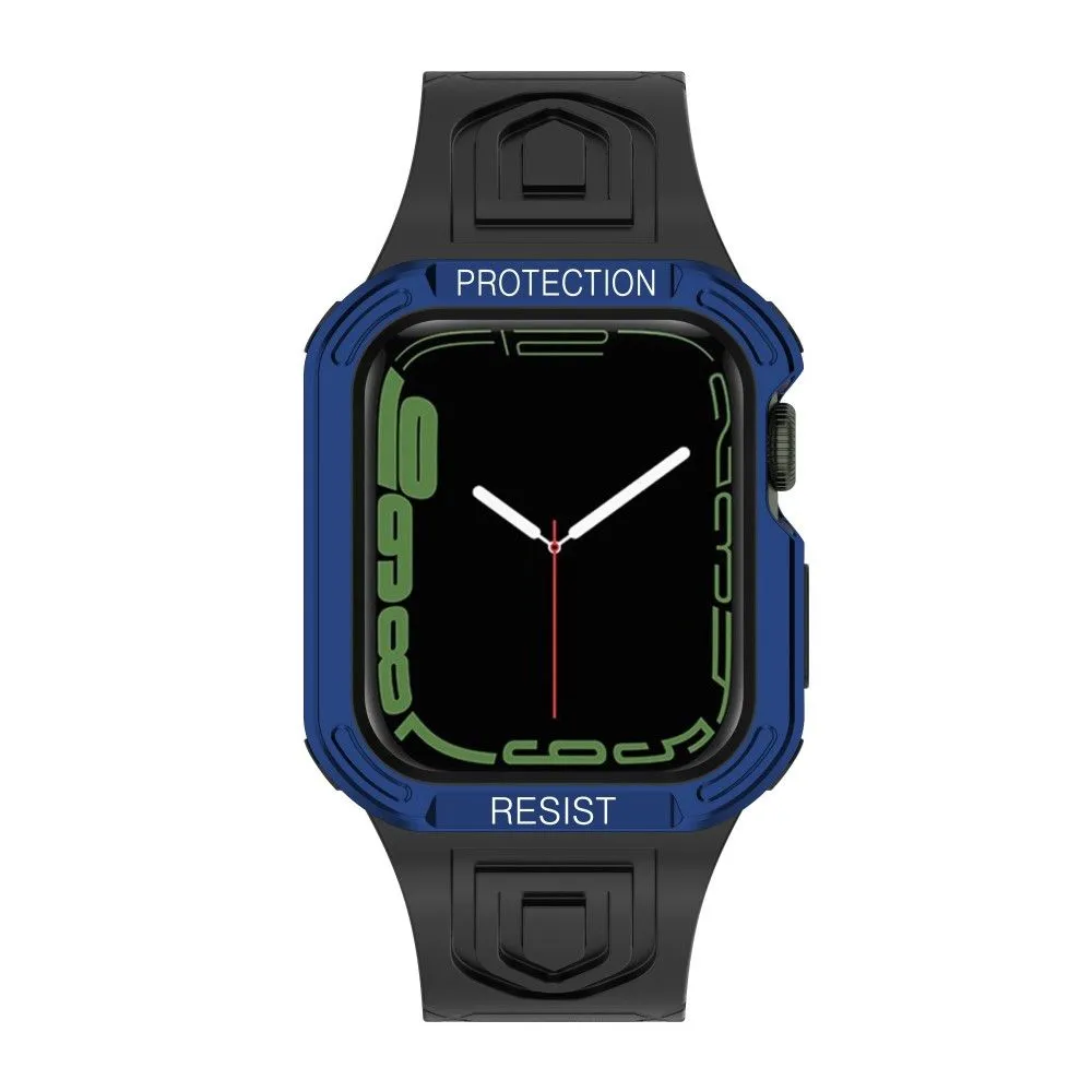 Apple Watch (45mm) color contrast watch strap    protective case - Black / Blue