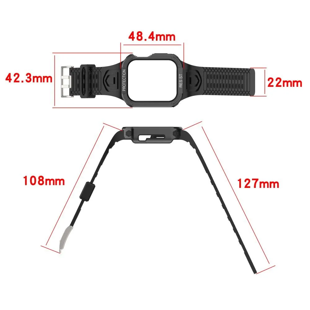 Apple Watch (45mm) color contrast watch strap    protective case - Black / Blue
