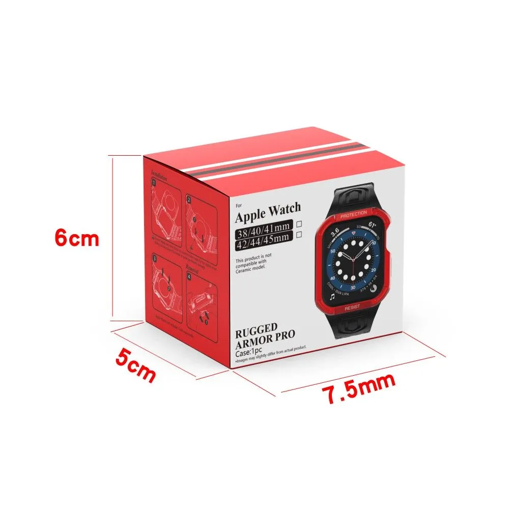 Apple Watch (45mm) color contrast watch strap    protective case - Black / Blue