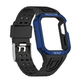 Apple Watch (45mm) color contrast watch strap    protective case - Black / Blue