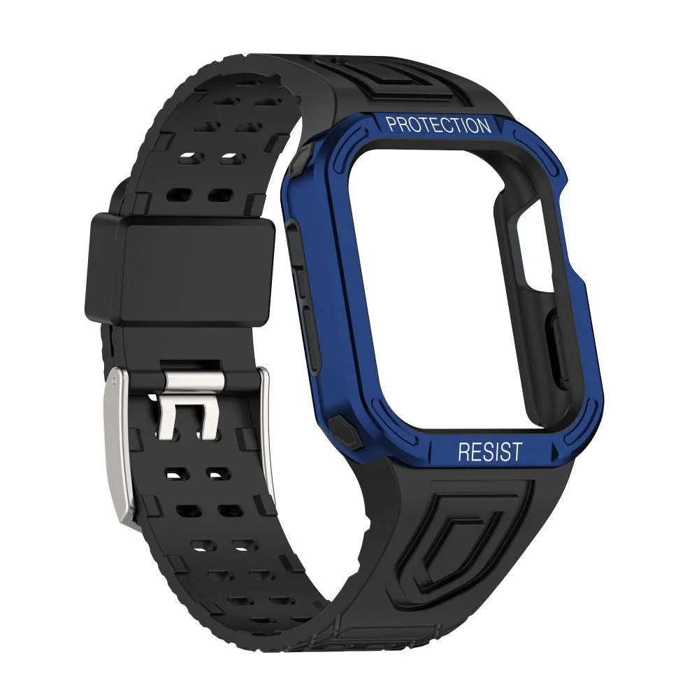 Apple Watch (45mm) color contrast watch strap    protective case - Black / Blue