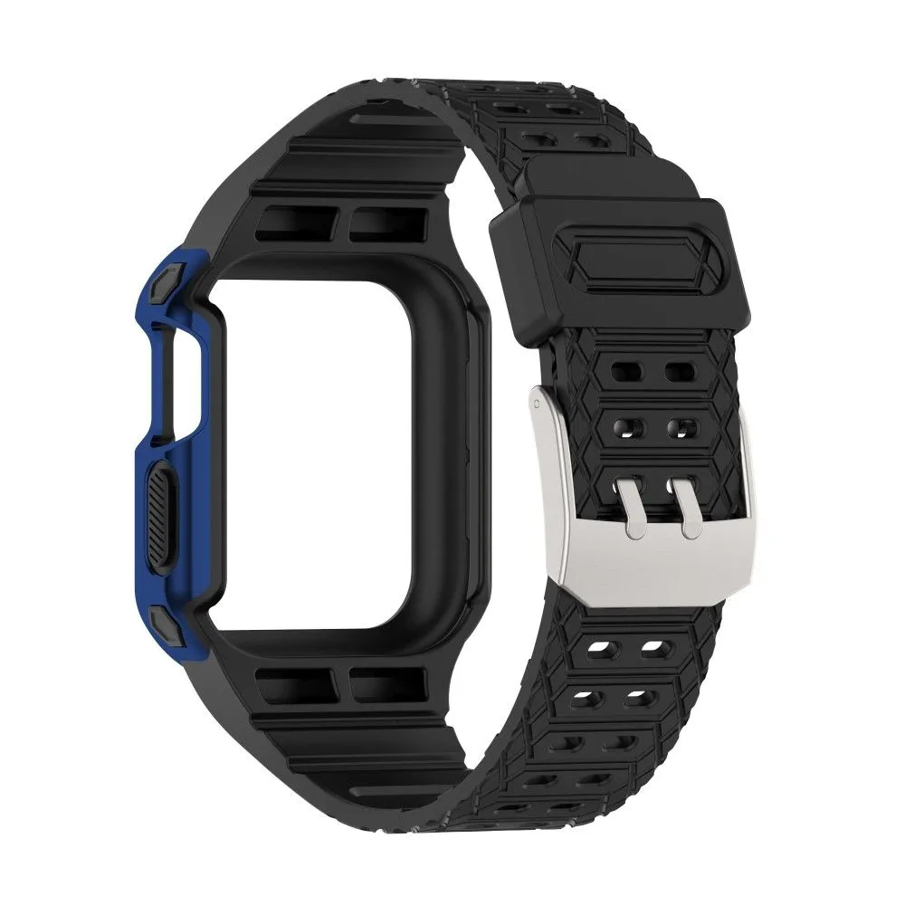 Apple Watch (45mm) color contrast watch strap    protective case - Black / Blue